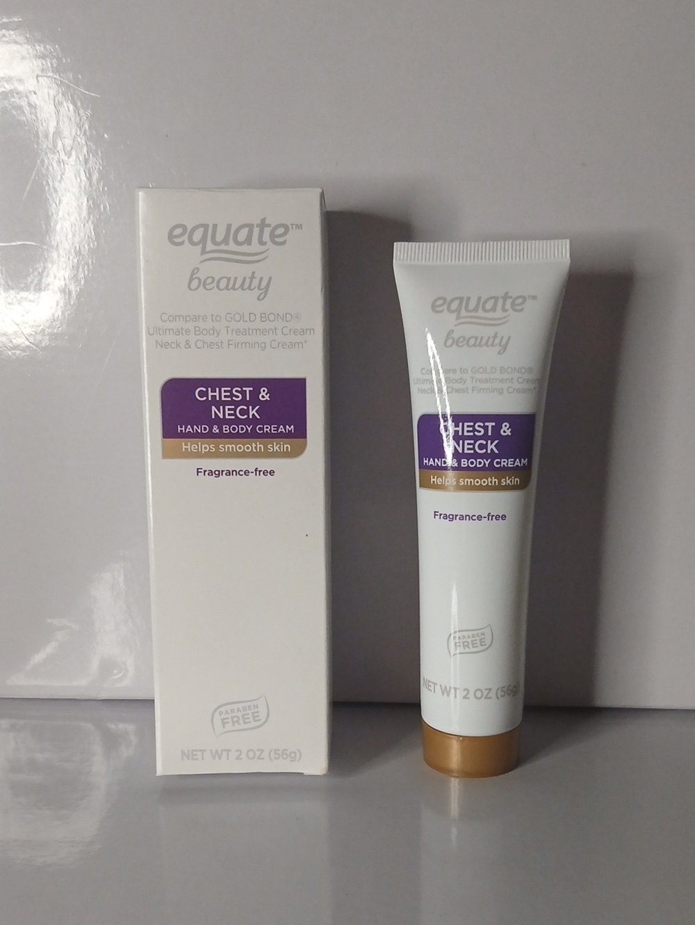 NIB Equate Beauty Chest Neck Hand & Body Cream - Fragrance-Free 2 Oz